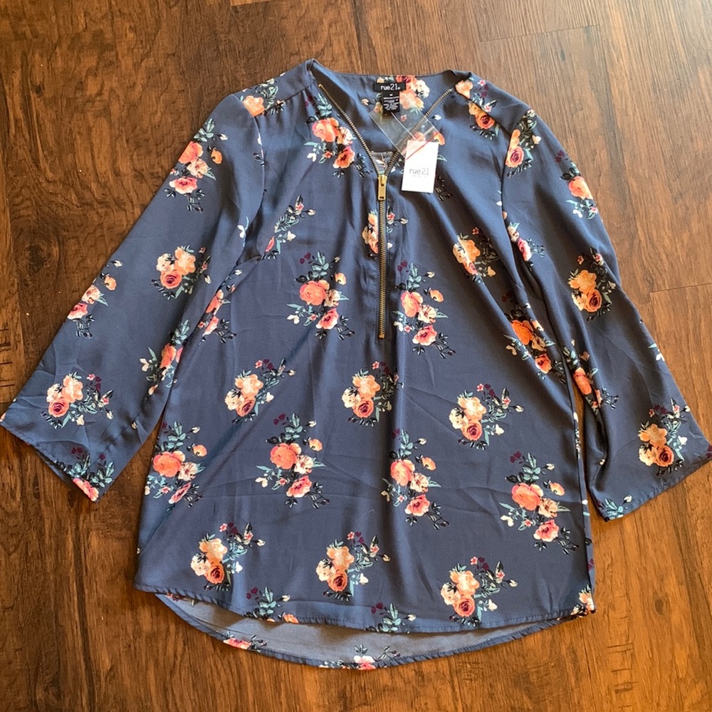 Blue Floral Blouse
